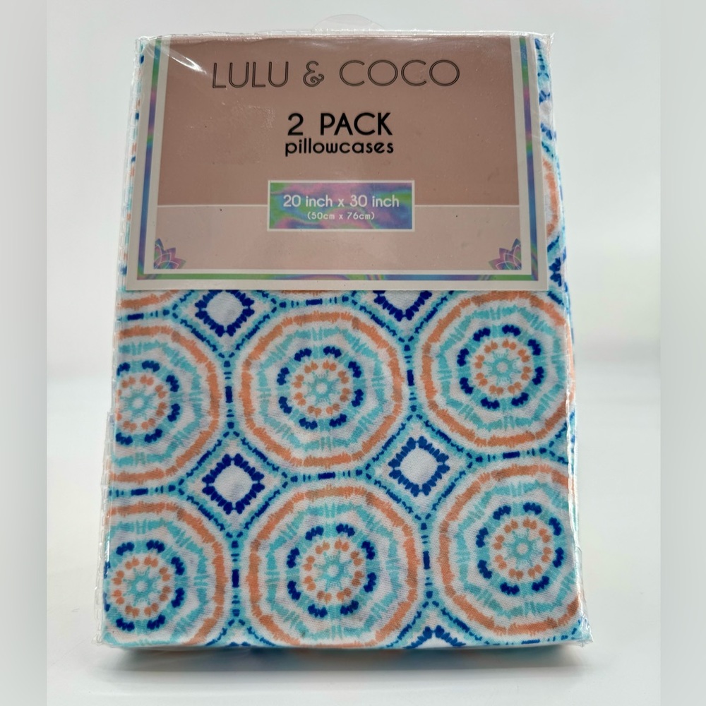 Lulu & Coco 2pc Sedona Pillowcases Microfiber Tie Dye 20 X 30in NEW Psychedelic